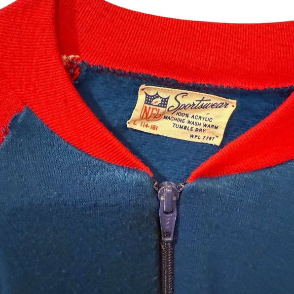 Vintage NFLHouston oilers blue Red and Blue terrycloth Jacket size 14-16 large - Picture 3 of 11